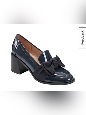 Bandolino Women's Korrar Bow Stacked Block Heel Loafers Navy 8 M New